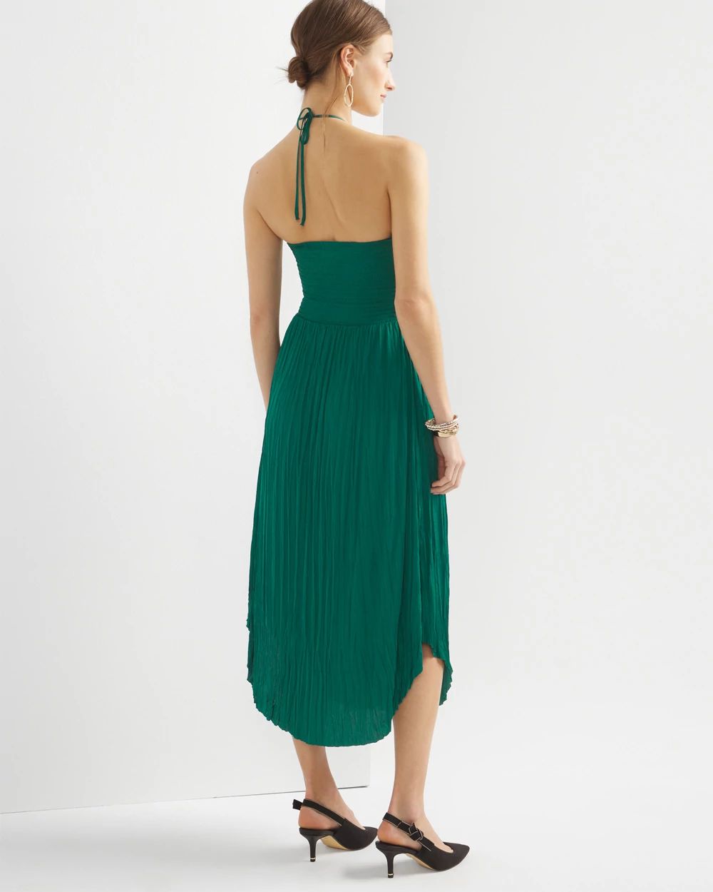 Strapless Pleated Bodice Tiered A-Line Dress Brown main image 1